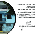 Convite aos trabalhadores de turno da ArcelorMittal Monlevade